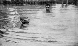 Gandhiji taking a dip in the sea at Cape Comorin, January 1934